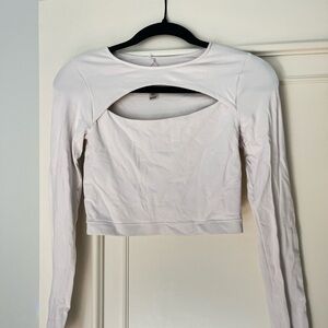 White long sleeve cut out top